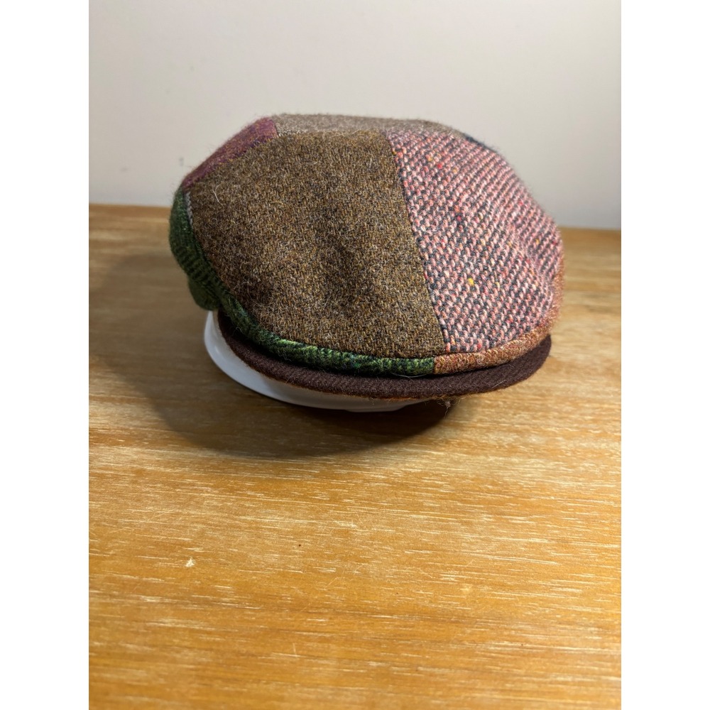 Jonathan Richard Ireland Patchwork Flat Cap‎ 100% Wool Tweed Newsboy Hat Mens L